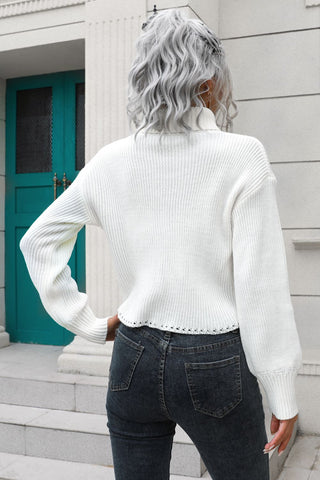 Turtleneck Dropped Shoulder Sweater Divacious