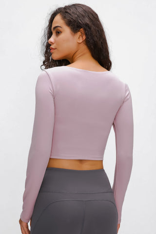 Millennia Long Sleeve Cropped Top With Sports Strap Trendsi