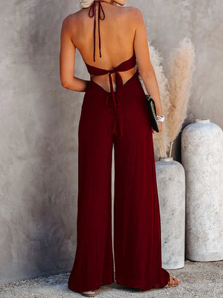 Halter Neck Wide Leg Jumpsuit Divacious