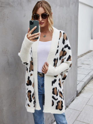 Leopard Pattern Fuzzy Cardigan Divacious