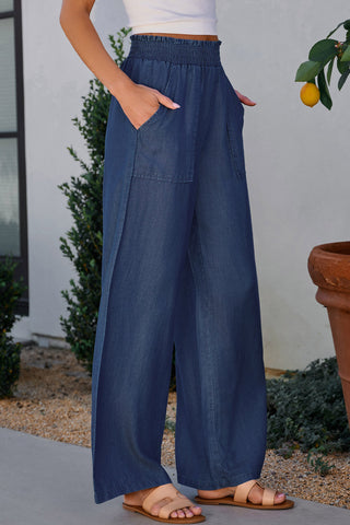 Wide Leg Pants with Pockets Divacious