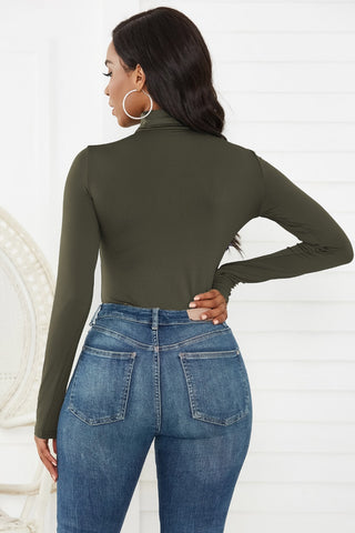 Turtleneck Long Sleeve Bodysuit Divacious