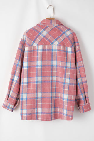 Plaid Button Up Long Sleeve Shacket Divacious