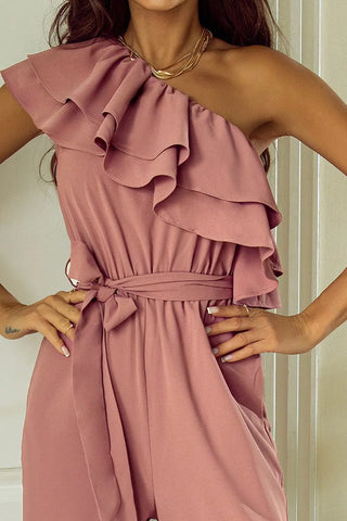 Ruffled Tied One-Shoulder Jumpsuit Divacious