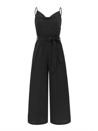 Tied Spaghetti Strap Wide Leg Jumpsuit Divacious