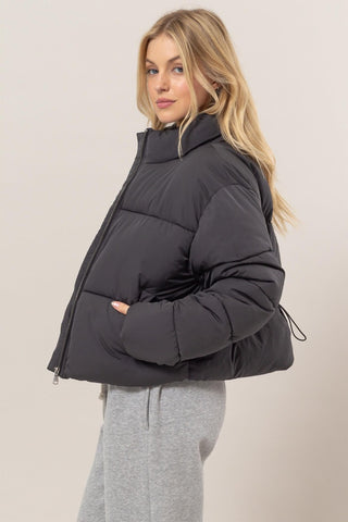 HYFVE Quilted Back Drawstring Puffer Jacket Trendsi