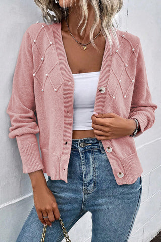 Pearl Trim Button Up Cardigan Divacious