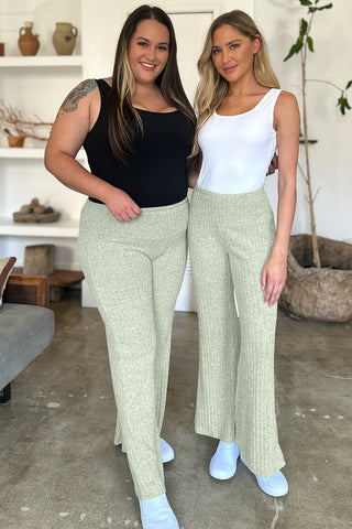 Ribbed High Waist Flare Pants Divacious