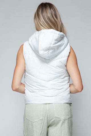 Snobbish Zip Up Quilted Hooded Vest Trendsi