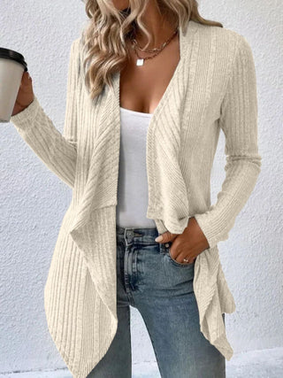 Full Size Open Front Long Sleeve Cardigan Trendsi