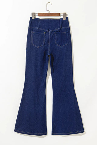 Asymmetric Waist Flare Jeans Divacious