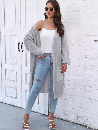 Open Front Longline Cardigan with Pockets Divacious