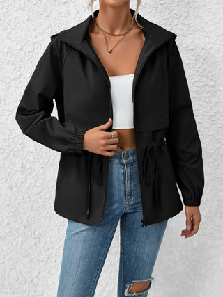 Drawstring Zip Up Hooded Jacket Divacious