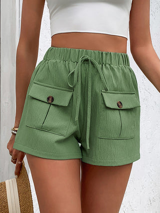 Tied Elastic Waist Shorts with Pockets Divacious