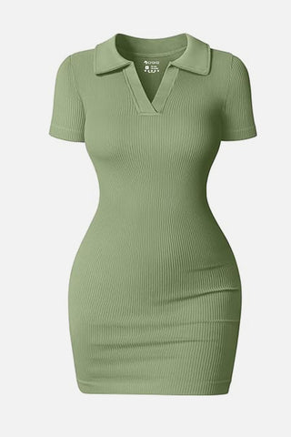 Johnny Collar Short Sleeve Active Dress Trendsi