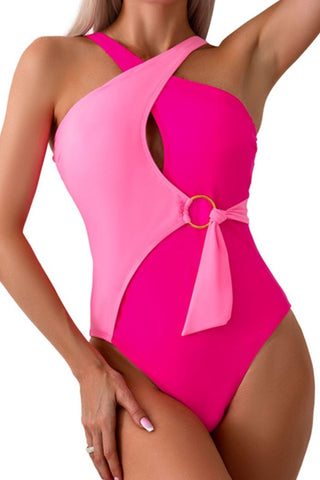 Cutout Contrast Sleeveless One-Piece Swimwear Divacious