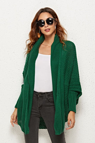 Open Front Dolman Sleeve Longline Cardigan Divacious