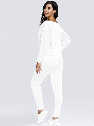 Boat Neck Dropped Shoulder Top and Pants Set Trendsi