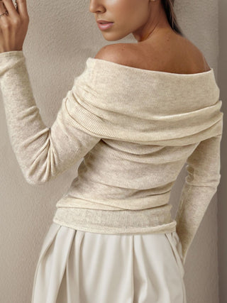 Off-Shoulder Long Sleeve Sweater Divacious