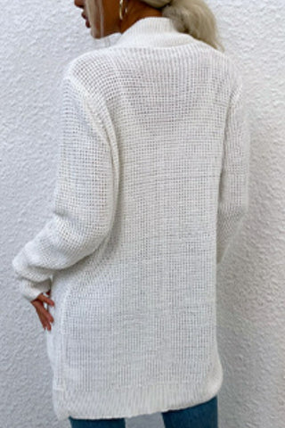 Open Front Rib-Knit Cardigan with Pockets Divacious