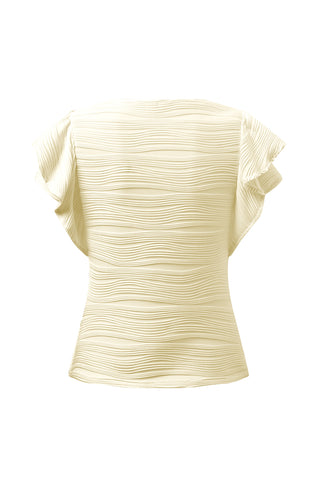 Textured Round Neck Cap Sleeve Top Divacious