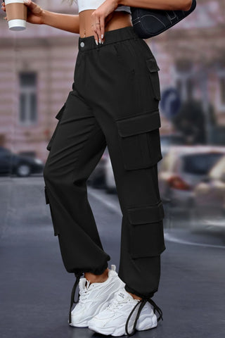 Elastic Waist Cargo Pants Divacious