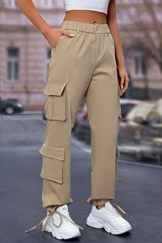 Elastic Waist Cargo Pants Divacious