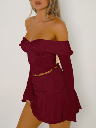 Twisted Ruffled Off-Shoulder Long Sleeve T-Shirt - Divacious