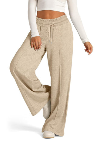 Drawstring Elastic Waist Wide Leg Pants - Divacious