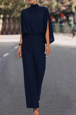 Tie Back Mock Neck Split Sleeve Jumpsuit Divacious