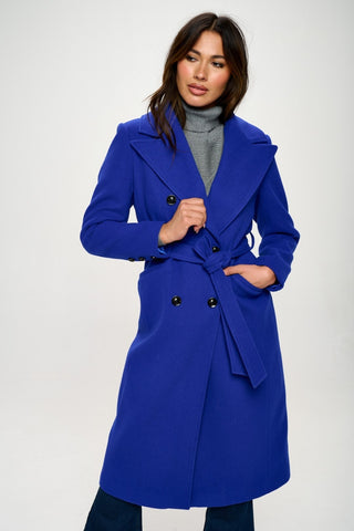 Coalition LA Double-Breasted Longline Coat with Belt Trendsi