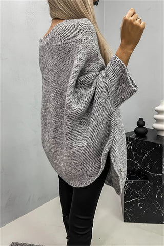 Round Neck Batwing Sleeve Sweater Divacious