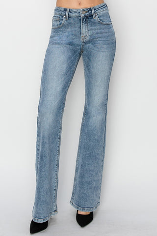 Full Size Mid Rise Bootcut Jeans Divacious