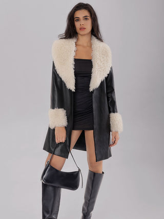 Fuzzy Long Sleeve Longline Coat - Divacious