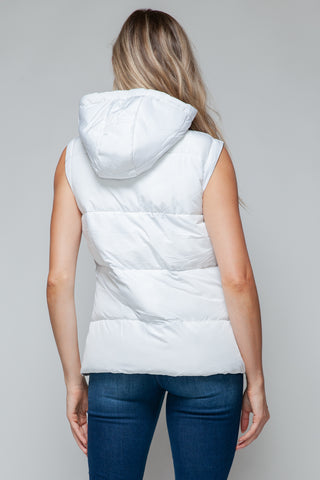 Snobbish Snap and Zip Closure Hooded Vest Trendsi