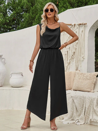 Chain Detail Asymmetrical Neck Jumpsuit Divacious