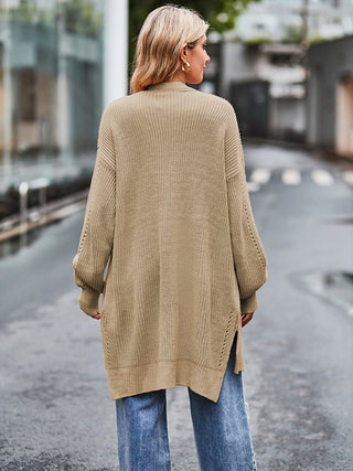 Long Sleeve Waffle-Knit Cardigan Divacious