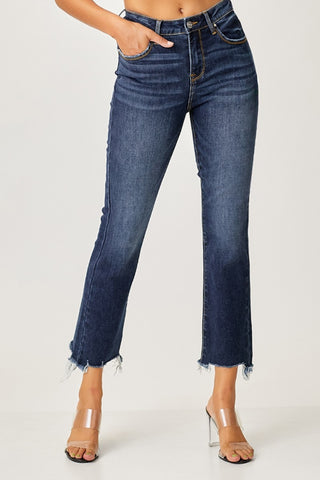 Full Size Frayed Hem Cropped Straight Jeans Divacious