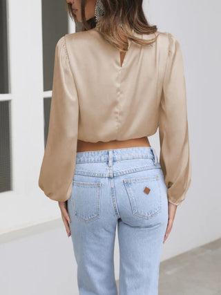 Turtleneck Balloon Sleeve Blouse - Divacious