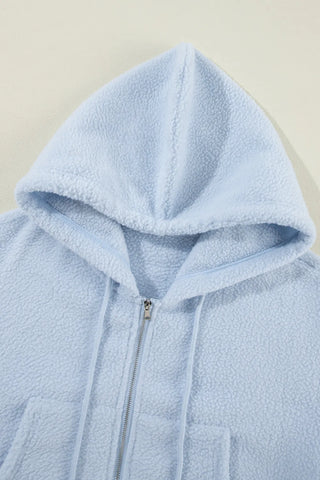 Drawstring Zip Up Long Sleeve Hoodie Divacious