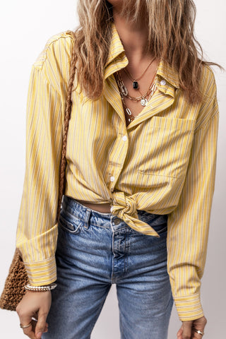 Striped Button Up Long Sleeve Shirt Divacious