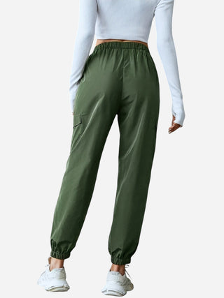 Full Size Elastic Waist Pants with Pockets Divacious