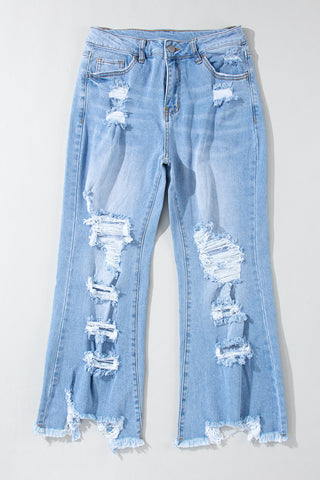 Distressed Raw Hem Jeans with Pockets Divacious