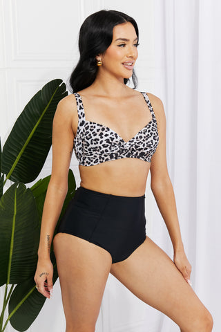 Marina West Swim Take A Dip Twist High-Rise Bikini in Leopard Divacious