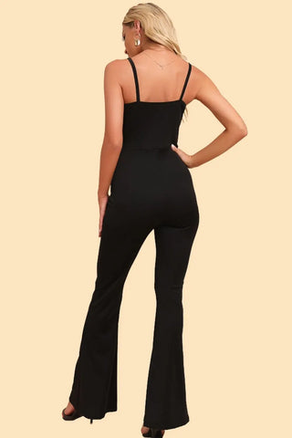 Spliced Mesh Spaghetti Strap Jumpsuit Divacious