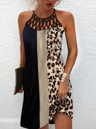 Printed Grecian Neck Mini Dress Trendsi