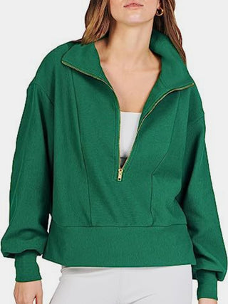 Half Zip Up Collared Sweatshirts Divacious