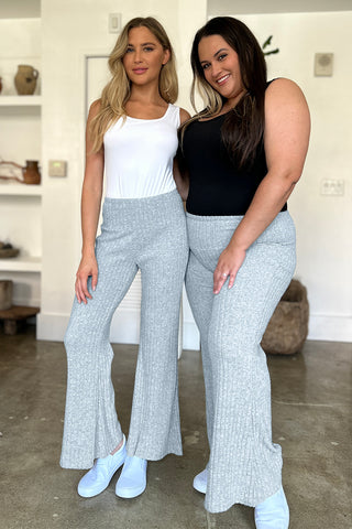 Ribbed High Waist Flare Pants Divacious