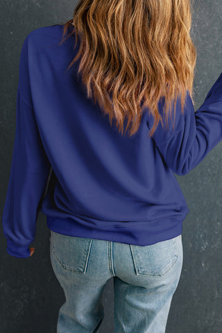 Round Neck Dropped Shoulder Sweatshirt Divacious