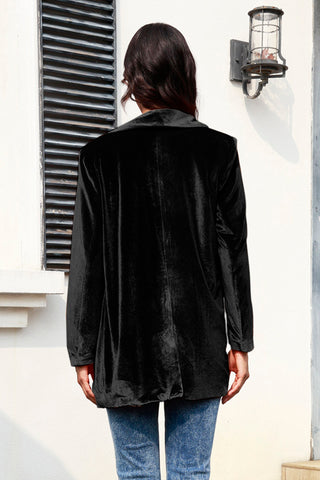 Button Up Pocketed Long Sleeve Jacket Divacious